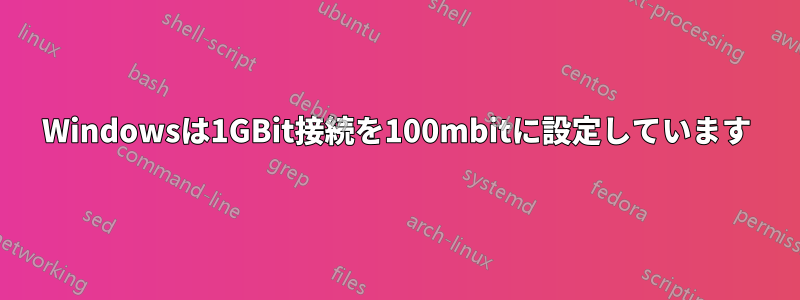Windowsは1GBit接続を100mbitに設定しています