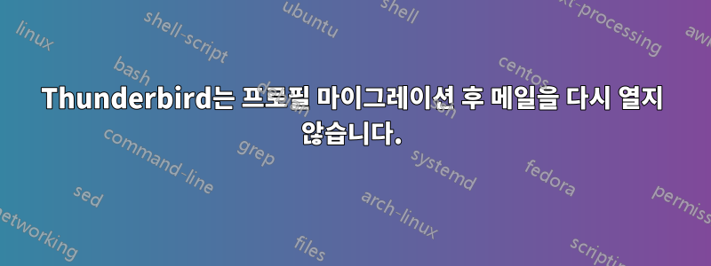 Thunderbird는 프로필 마이그레이션 후 메일을 다시 열지 않습니다.