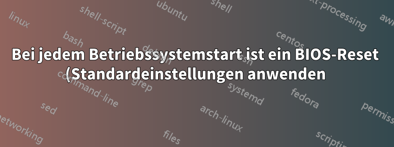 Bei jedem Betriebssystemstart ist ein BIOS-Reset (Standardeinstellungen anwenden) erforderlich, damit Windows gestartet werden kann. Was ist falsch?