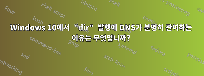 Windows 10에서 "dir" 발행에 DNS가 분명히 관여하는 이유는 무엇입니까?