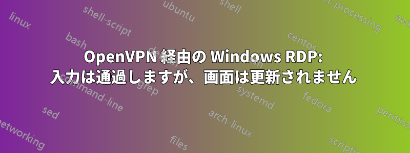 OpenVPN 経由の Windows RDP: 入力は通過しますが、画面は更新されません