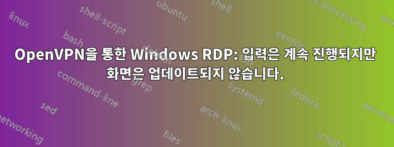OpenVPN을 통한 Windows RDP: 입력은 계속 진행되지만 화면은 업데이트되지 않습니다.