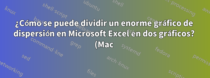 ¿Cómo se puede dividir un enorme gráfico de dispersión en Microsoft Excel en dos gráficos? (Mac)