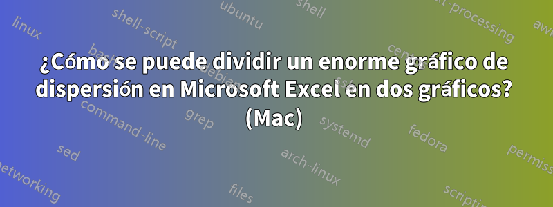 ¿Cómo se puede dividir un enorme gráfico de dispersión en Microsoft Excel en dos gráficos? (Mac)