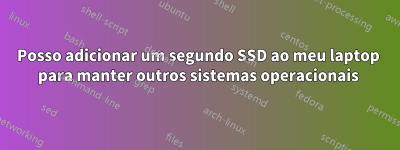Posso adicionar um segundo SSD ao meu laptop para manter outros sistemas operacionais