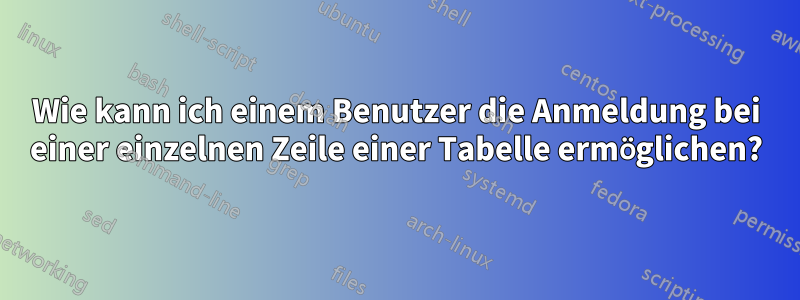 Wie kann ich einem Benutzer die Anmeldung bei einer einzelnen Zeile einer Tabelle ermöglichen?