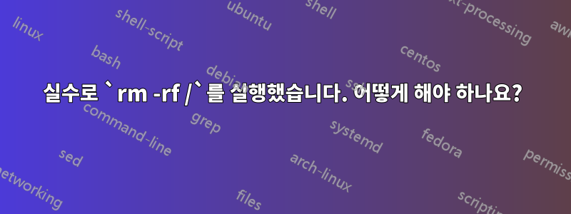 실수로 `rm -rf /`를 실행했습니다. 어떻게 해야 하나요?