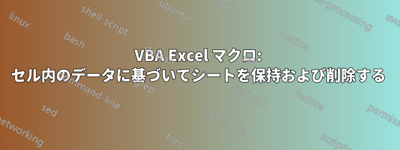 VBA Excel マクロ: セル内のデータに基づいてシートを保持および削除する