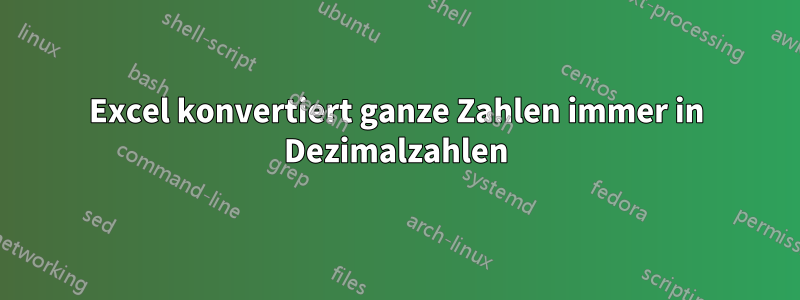 Excel konvertiert ganze Zahlen immer in Dezimalzahlen