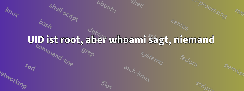 UID ist root, aber whoami sagt, niemand