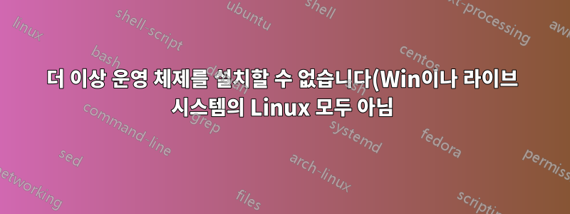 더 이상 운영 체제를 설치할 수 없습니다(Win이나 라이브 시스템의 Linux 모두 아님).