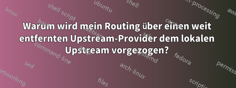 Warum wird mein Routing über einen weit entfernten Upstream-Provider dem lokalen Upstream vorgezogen?