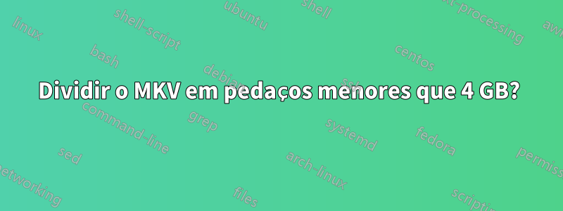 Dividir o MKV em pedaços menores que 4 GB?