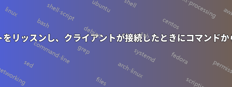 netcatを使用してポートをリッスンし、クライアントが接続したときにコマンドからの出力を送信します。