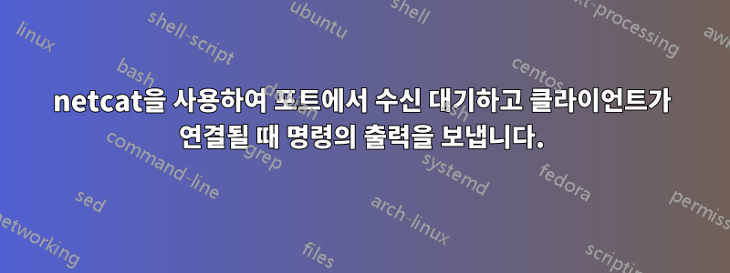 netcat을 사용하여 포트에서 수신 대기하고 클라이언트가 연결될 때 명령의 출력을 보냅니다.