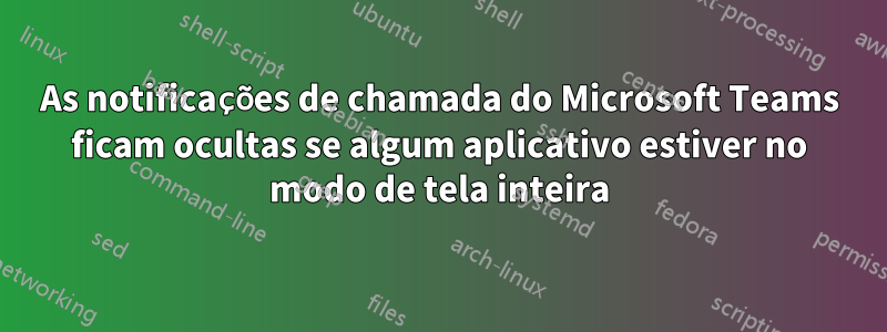 As notificações de chamada do Microsoft Teams ficam ocultas se algum aplicativo estiver no modo de tela inteira