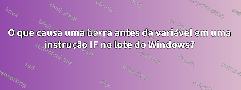 O que causa uma barra antes da variável em uma instrução IF no lote do Windows?