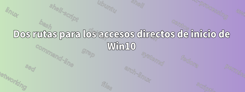 Dos rutas para los accesos directos de inicio de Win10