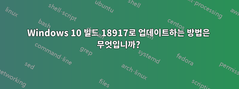 Windows 10 빌드 18917로 업데이트하는 방법은 무엇입니까?