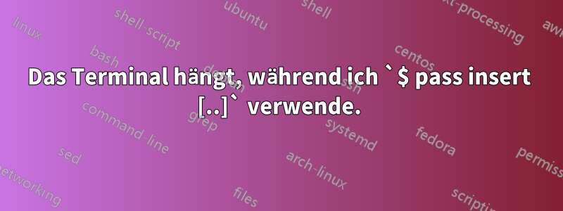 Das Terminal hängt, während ich `$ pass insert [..]` verwende.