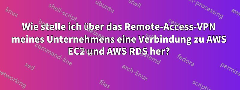 Wie stelle ich über das Remote-Access-VPN meines Unternehmens eine Verbindung zu AWS EC2 und AWS RDS her?