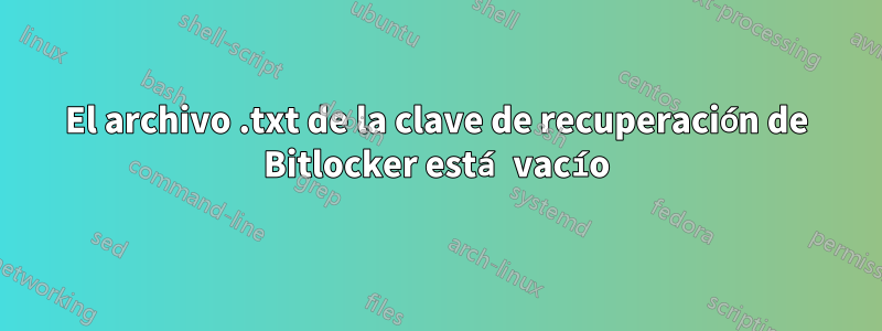 El archivo .txt de la clave de recuperación de Bitlocker está vacío