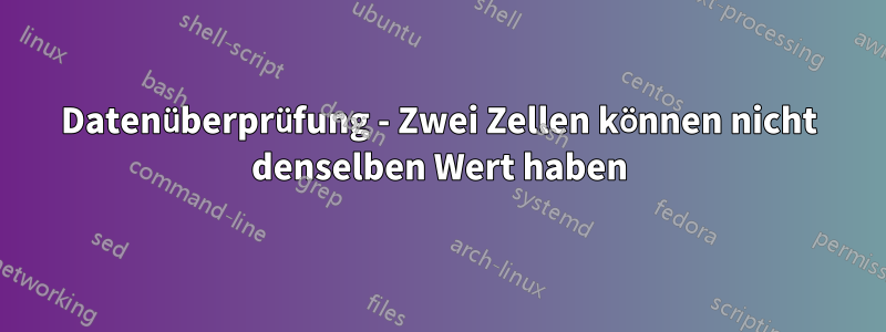 Datenüberprüfung - Zwei Zellen können nicht denselben Wert haben