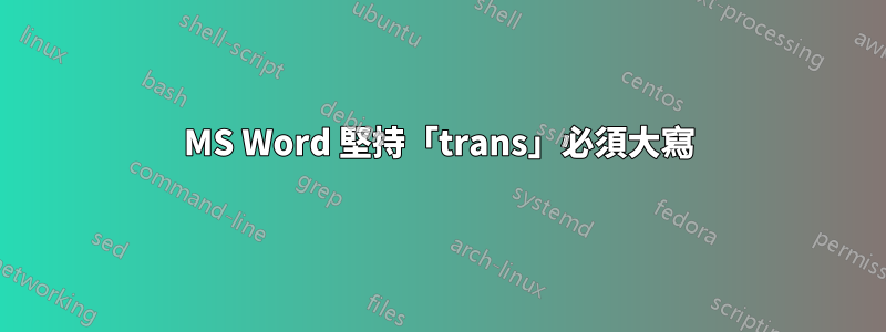 MS Word 堅持「trans」必須大寫