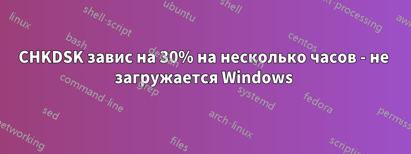 CHKDSK завис на 30% на несколько часов - не загружается Windows