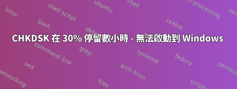 CHKDSK 在 30% 停留數小時 - 無法啟動到 Windows