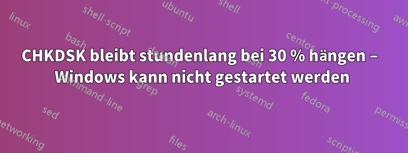 CHKDSK bleibt stundenlang bei 30 % hängen – Windows kann nicht gestartet werden