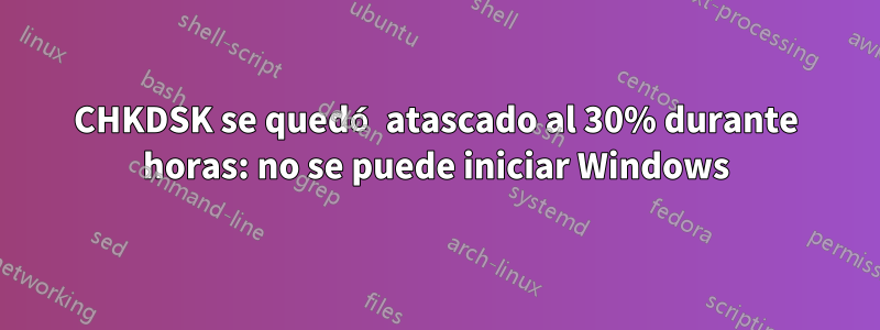 CHKDSK se quedó atascado al 30% durante horas: no se puede iniciar Windows