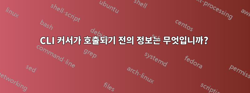 CLI 커서가 호출되기 전의 정보는 무엇입니까?