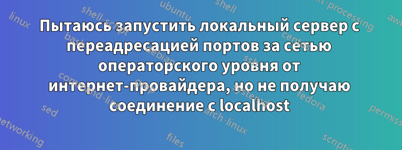 Пытаюсь запустить локальный сервер с переадресацией портов за сетью операторского уровня от интернет-провайдера, но не получаю соединение с localhost