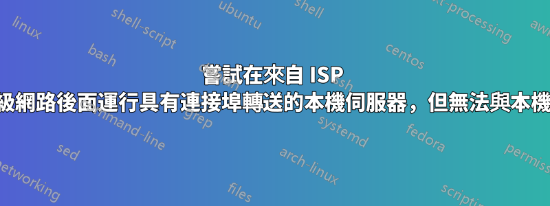 嘗試在來自 ISP 的運營商級網路後面運行具有連接埠轉送的本機伺服器，但無法與本機建立連接