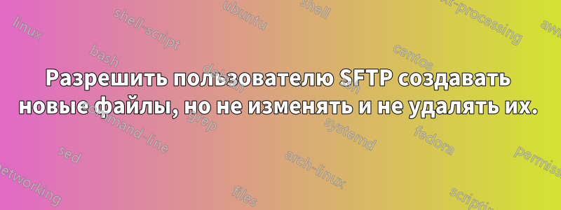 Разрешить пользователю SFTP создавать новые файлы, но не изменять и не удалять их.