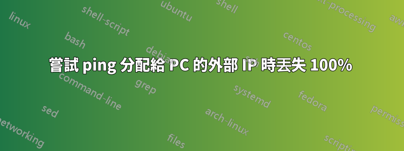 嘗試 ping 分配給 PС 的外部 IP 時丟失 100%