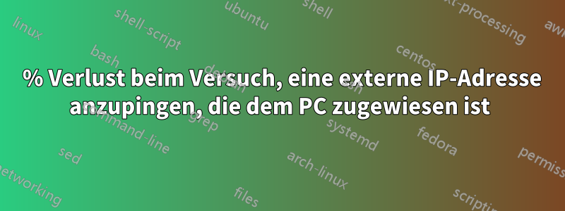 100 % Verlust beim Versuch, eine externe IP-Adresse anzupingen, die dem PC zugewiesen ist