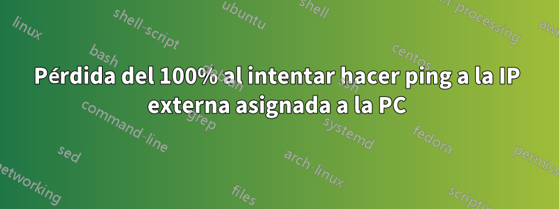 Pérdida del 100% al intentar hacer ping a la IP externa asignada a la PC