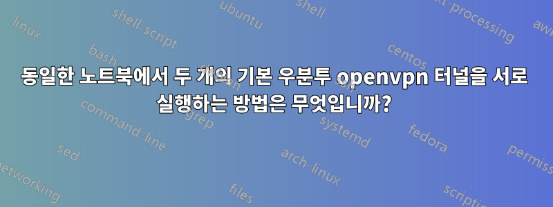 동일한 노트북에서 두 개의 기본 우분투 openvpn 터널을 서로 실행하는 방법은 무엇입니까?