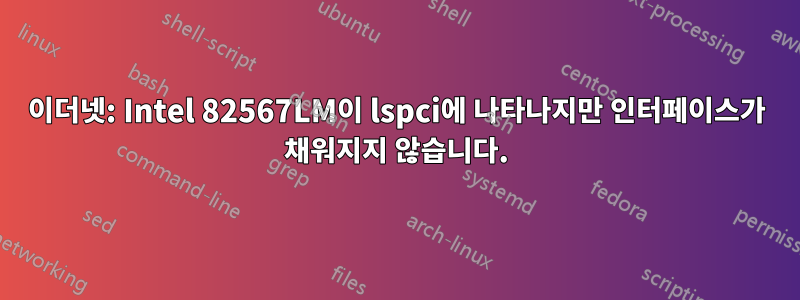 이더넷: Intel 82567LM이 lspci에 나타나지만 인터페이스가 채워지지 않습니다.