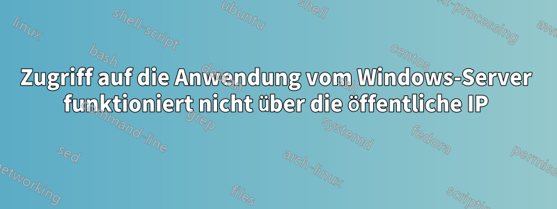 Zugriff auf die Anwendung vom Windows-Server funktioniert nicht über die öffentliche IP