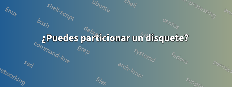 ¿Puedes particionar un disquete?