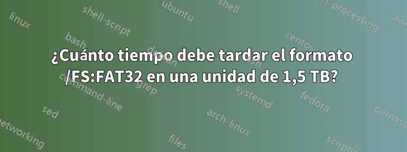 ¿Cuánto tiempo debe tardar el formato /FS:FAT32 en una unidad de 1,5 TB?