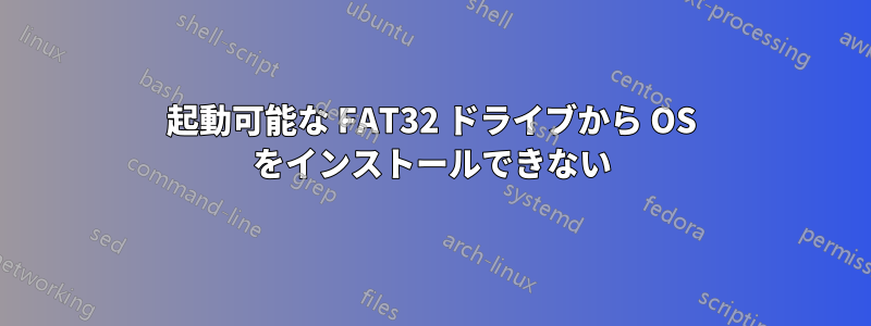 起動可能な FAT32 ドライブから OS をインストールできない