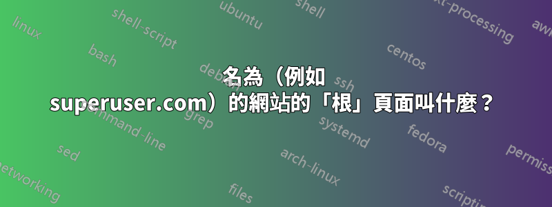 名為（例如 superuser.com）的網站的「根」頁面叫什麼？