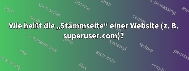 Wie heißt die „Stammseite“ einer Website (z. B. superuser.com)?