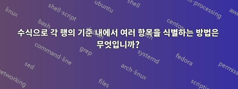 수식으로 각 행의 기준 내에서 여러 항목을 식별하는 방법은 무엇입니까?