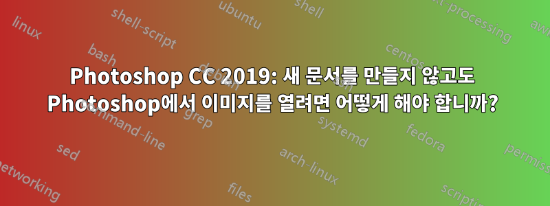 Photoshop CC 2019: 새 문서를 만들지 않고도 Photoshop에서 이미지를 열려면 어떻게 해야 합니까?