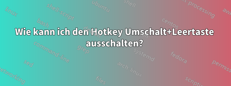 Wie kann ich den Hotkey Umschalt+Leertaste ausschalten?